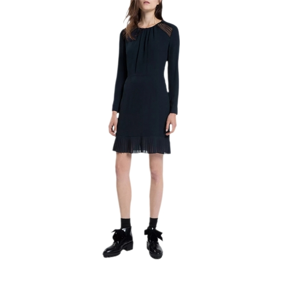 SANDRO |‎ Navy Rebella Long Sleeve Mini Dress in Size Small - Picture 1 of 8